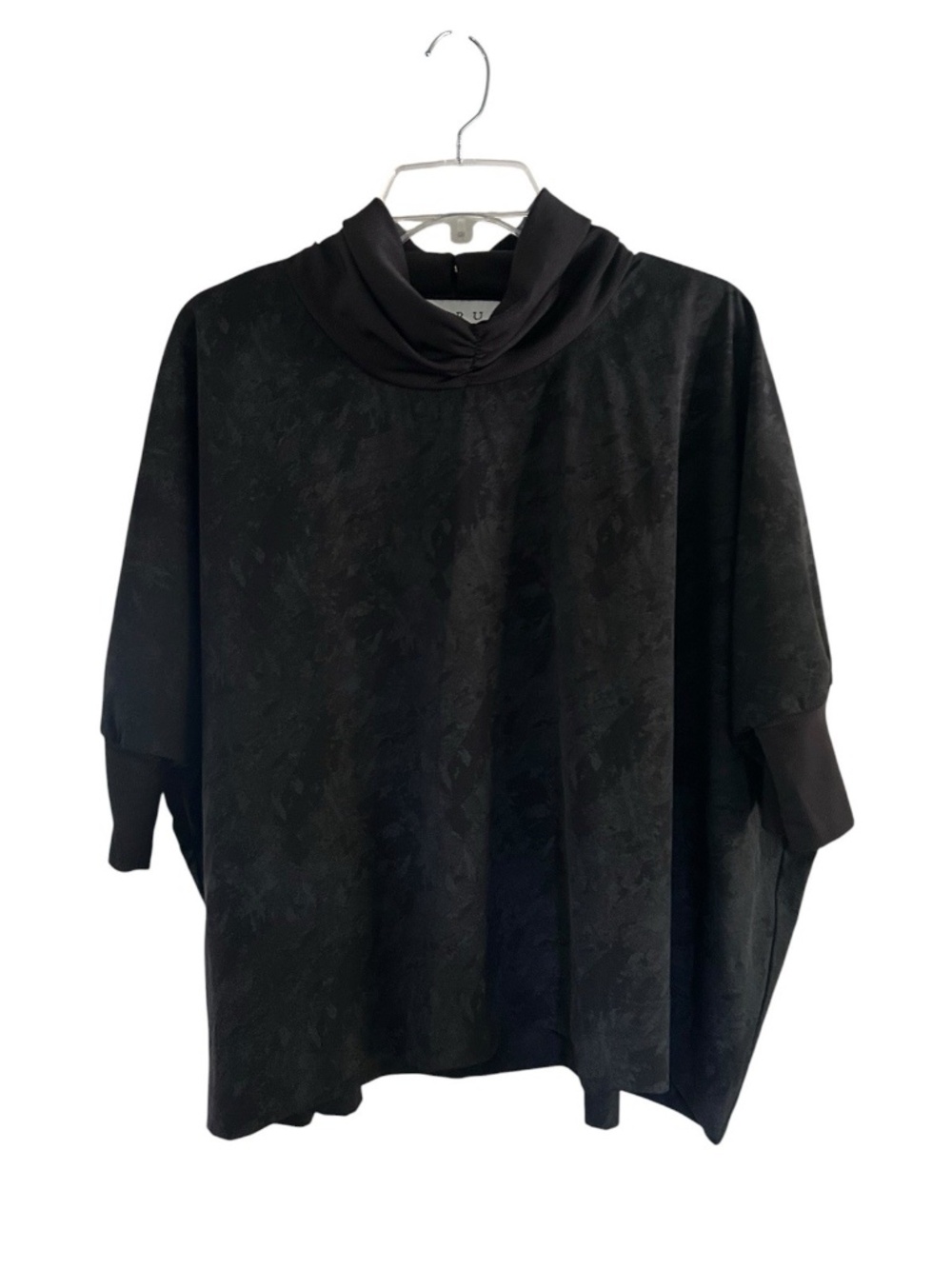 BURU Women’s Black Cowl Neck 3/4 Sleeve Oversize Blouse L/XL NWOT! Chic